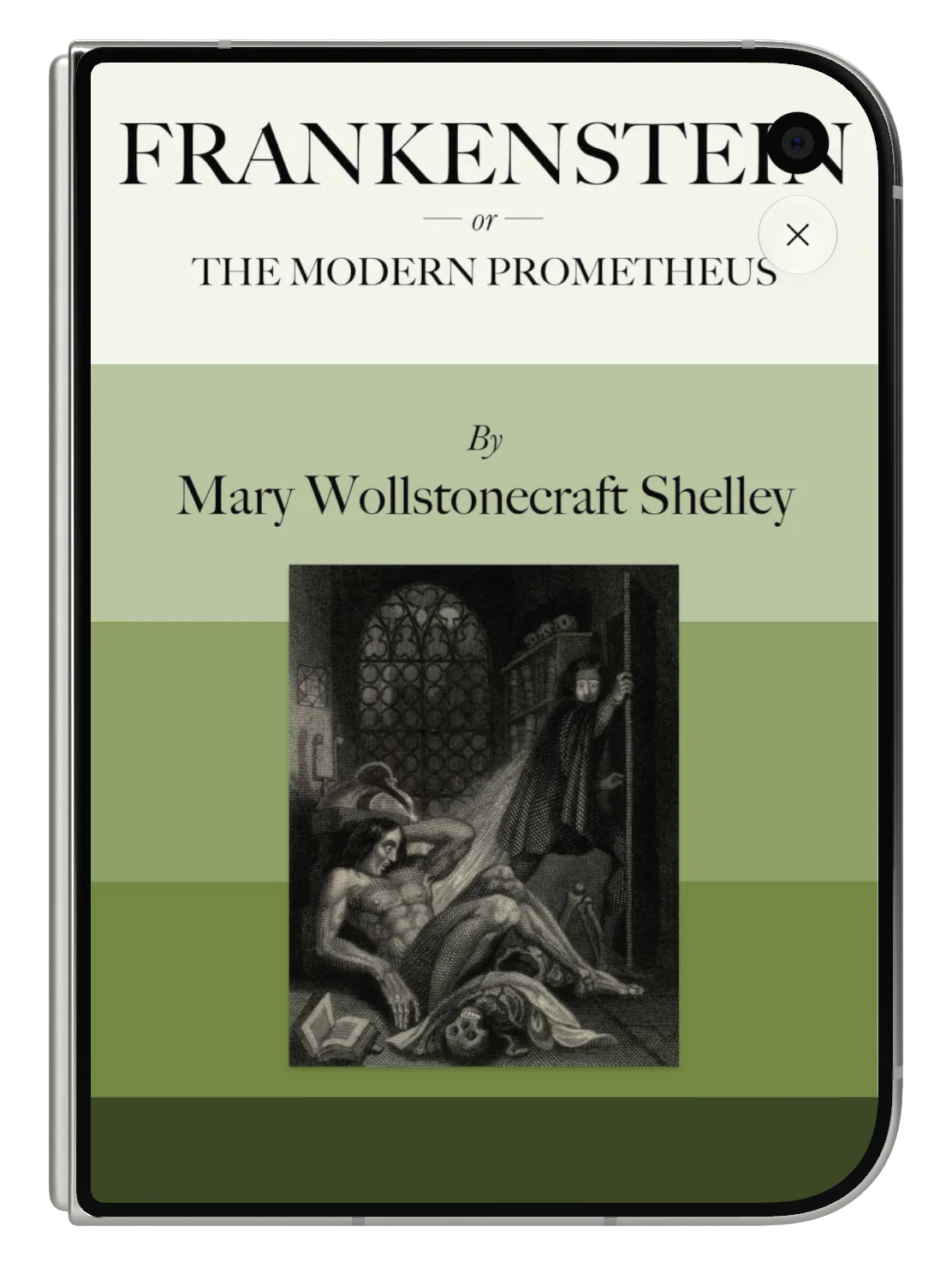 Frankenstein cover on the folded iPhone Duo